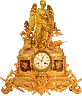 French Figural Mantel Clock Depicting Lady Justice