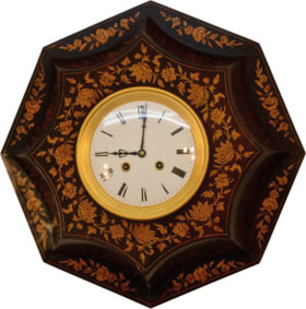 French Octagon Case Wall Clock In Brazilian Rosewood