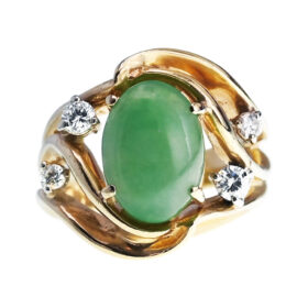 Free Form 14K Yellow Gold Jade Ring