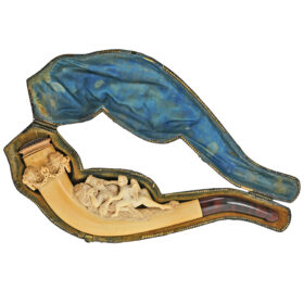 British Intricately Hand Carved Meerschaum Pipe