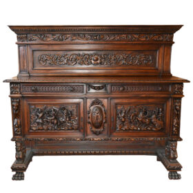 European Hand Carved Walnut Sideboard