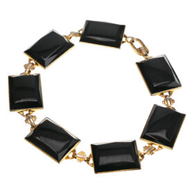 Retro 10K Yellow Gold and Onyx Bracelet