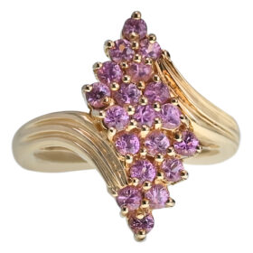 Pink Sapphire Marquise Shaped Cluster Ring