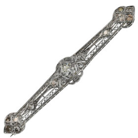 Art Deco Era Platinum & 18K White Gold Diamond Bar Pin