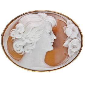 European Shell Carved Cameo Brooch