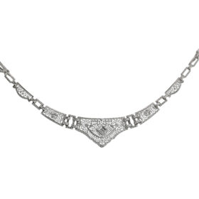 American Art Deco Era Filigree Necklace by Charles Keller & Co. of New York