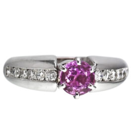 Unheated Pink Sapphire Ring, 1.0-Carat, with Diamonds