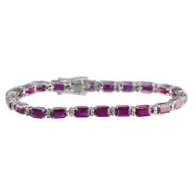 Ruby & Diamond Straight-Line Bracelet, 9.00 Carat Weight