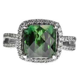 Fantasy-Cut Green Tourmaline & Diamond Ring, 4.34-Carats