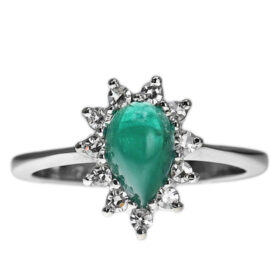 Cabochon Emerald and Diamond Ring