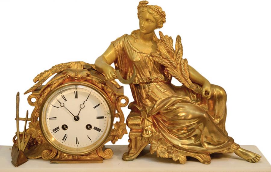 French Gilt Bronze Mantel Clock - Renaissance Antiques