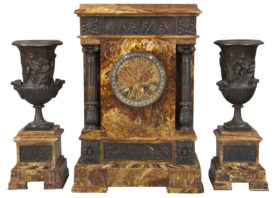 French Neoclassical 3 Piece Garniture Clock