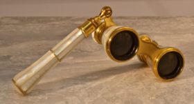 French Mother of Pearl Gilt Brass Opera Glasses