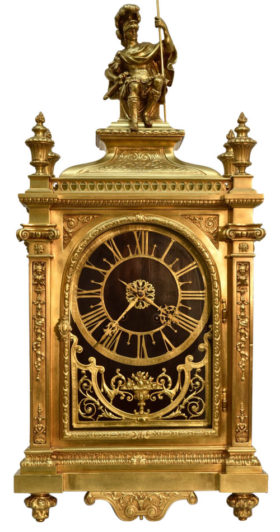 French Oversize Gilt Bronze Mantel Clock