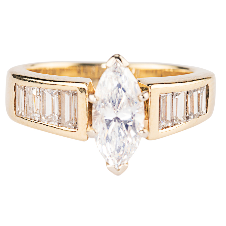14K Yellow Gold Marquise Diamond Ring - Renaissance Antiques