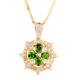 Four Leaf Clover Tsavorite Garnet Pendant