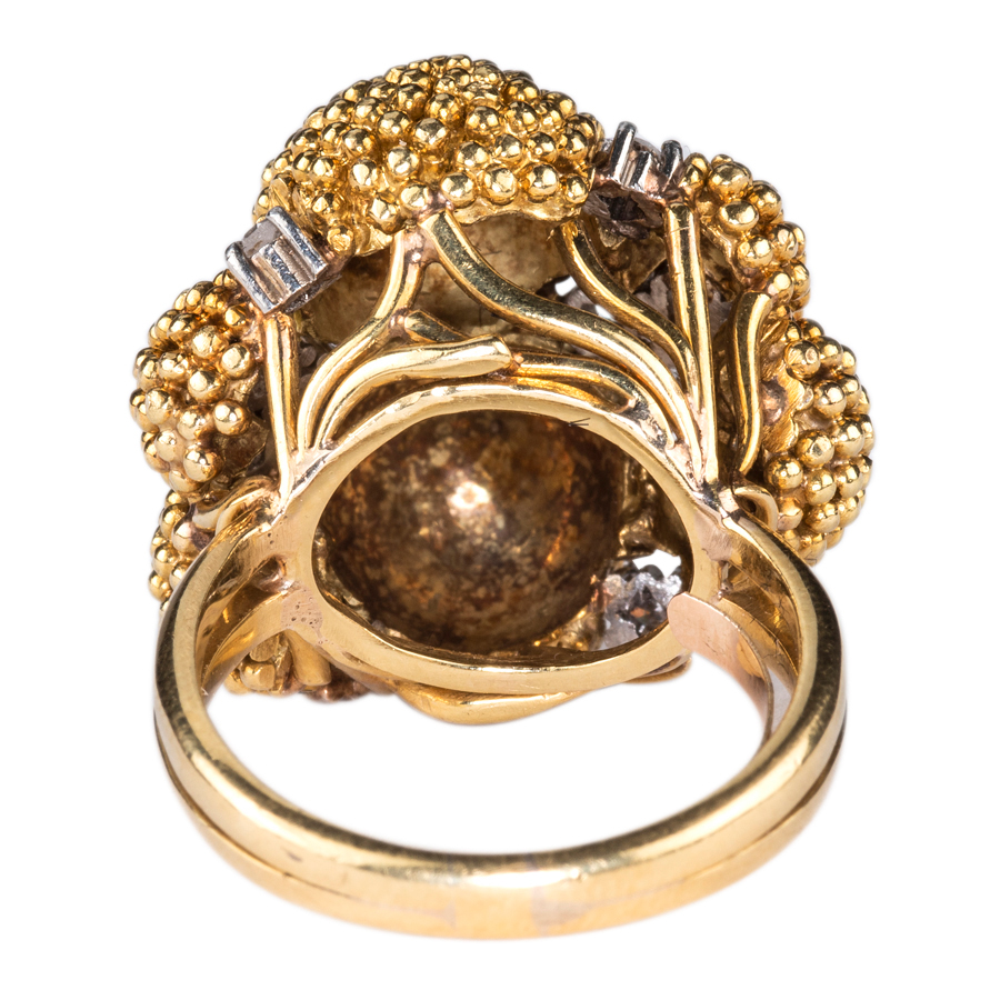 18K Yellow Gold and Diamond Cauliflower Style Ring - Renaissance Antiques