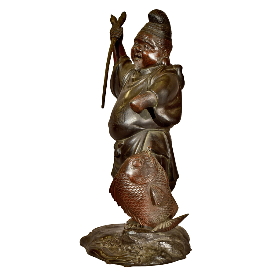 Japanese Bronze Sculpture of Yebisu God of and Prosperity - Renaissance Antiques