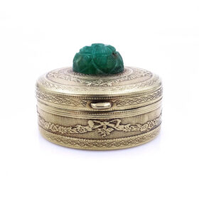 14K Yellow Gold and Emerald Pill Box