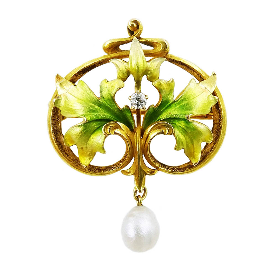 Art Nouveau Enamel Pin By Krementz - Renaissance Antiques