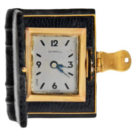 Swiss Miniature Book Form Desk Clock by Dunhill