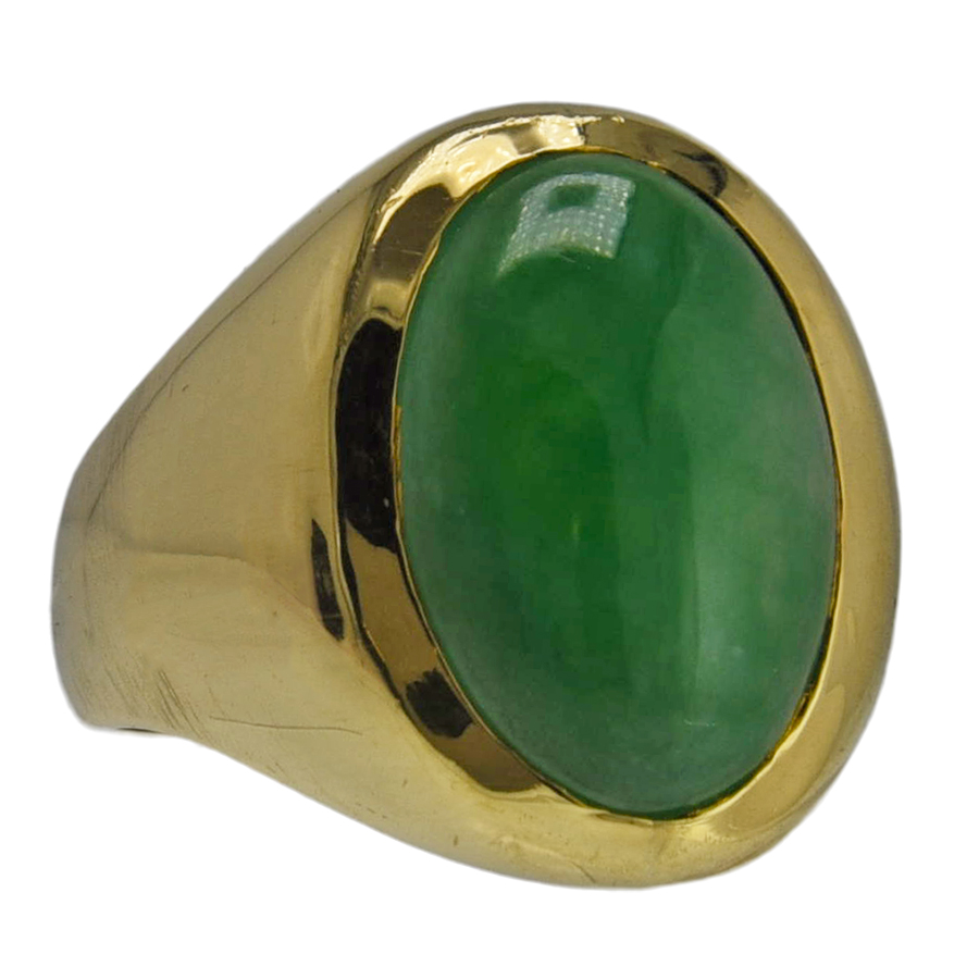 18K Yellow Gold Jadeite Jade Ring - Renaissance Antiques
