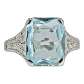 Emerald Cut Aquamarine Ring, 3.50 Carats