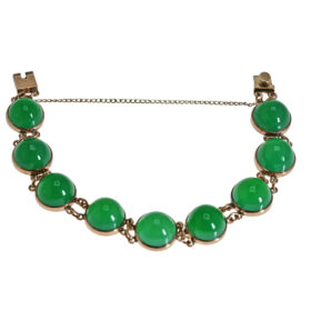 English 9K Rose Gold Chrysoprase Line Bracelet