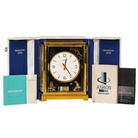 Swiss Jaeger-LeCoultre Chinoiserie-Style Atmos Clock with Original Case & Papers