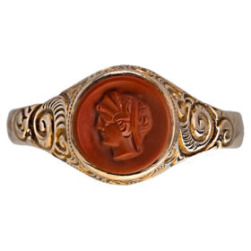Antique Carnelian Intaglio Ring in 14K Gold