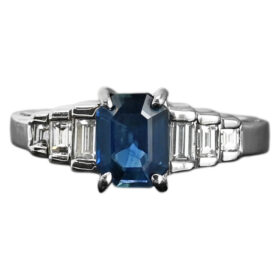 Levian Sapphire & Diamond Ring in 18K White Gold