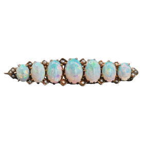 Victorian Opal & Seed Pearl Bar Pin