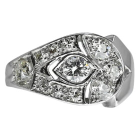 Late Art Deco Diamond Ring in 14K White Gold