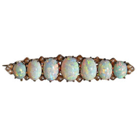 Victorian Opal & Seed Pearl Bar Pin