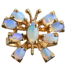 Opal Butterfly Ring in 14K Yellow Gold
