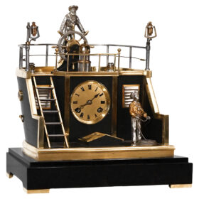 French Quarter Deck Industrial Animated Ship Clock, Circa 1880