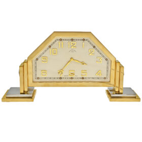 Swiss Gilt Brass Art Deco Desk Clock Retailed by Black, Starr & Frost Gorham