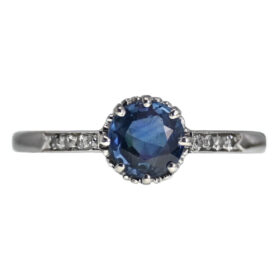 Sapphire Solitaire, 1.10-Carat, in 18K White Gold