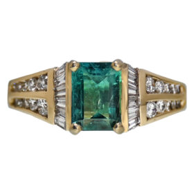 Emerald and Baguette Diamond Ring, 1.50-Carats