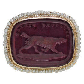 Victorian Purple Glass Intaglio Pendant Brooch