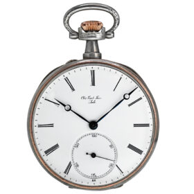 Swiss Early Sterling Silver & Niello Inlay Open Face Pocket Watch by Chs. Tissot-Favre of Le Locle