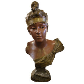 Bronze Bust of the Ancient Courtesan Phryne By Emmanuel Villanis
