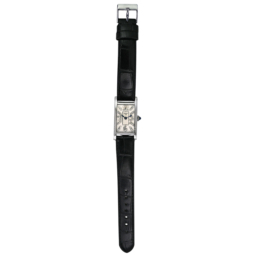 Swiss Platinum Art Deco Tank Style Wristwatch by Tiffany & Co