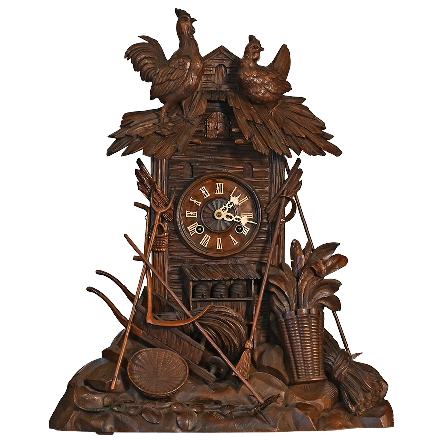 German Black Forest Farmhouse Mantel Cuckoo Clock by Furderer