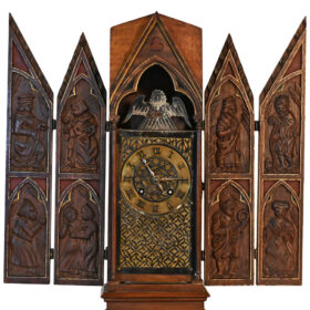 French Gothic Revival Ecclesiastical Cathedral Table Clock by Planchon, Paris