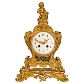 French Louis XV Style Gilt Brass Mantel Clock