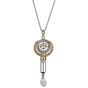 Edwardian Neoclassical Diamond & Pearl Pendant