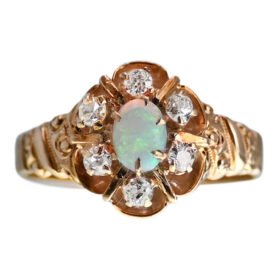 American Victorian Era Opal & Diamond Ring by Allsopp Bros., Circa 1900