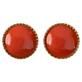 Natural Coral Button Earrings