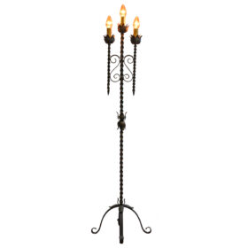 American Wrought Iron Three-Light Floor Torchère